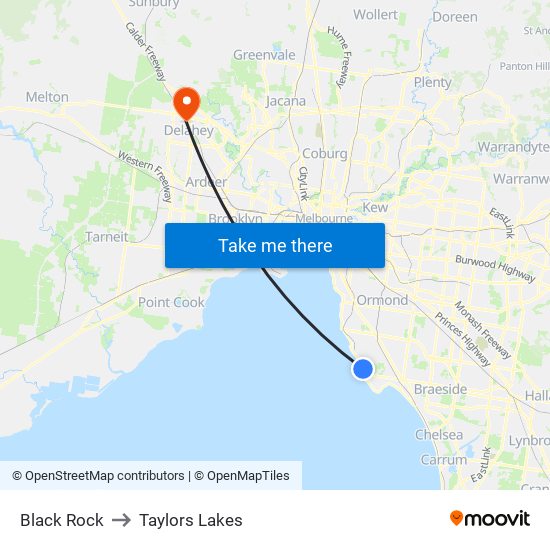 Black Rock to Taylors Lakes map