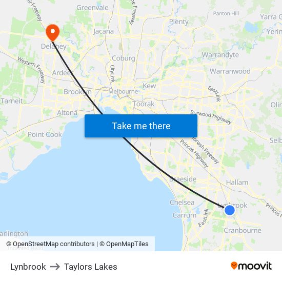 Lynbrook to Taylors Lakes map