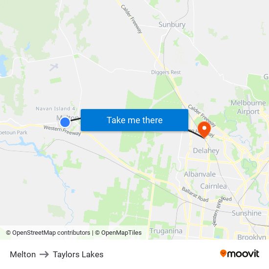 Melton to Taylors Lakes map