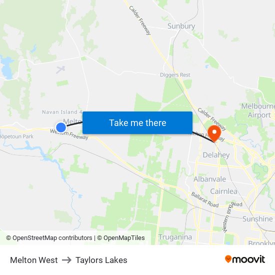 Melton West to Taylors Lakes map