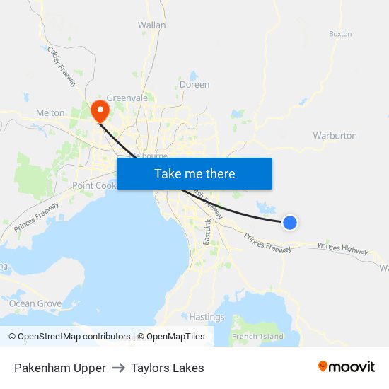 Pakenham Upper to Taylors Lakes map