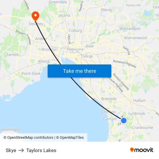 Skye to Taylors Lakes map