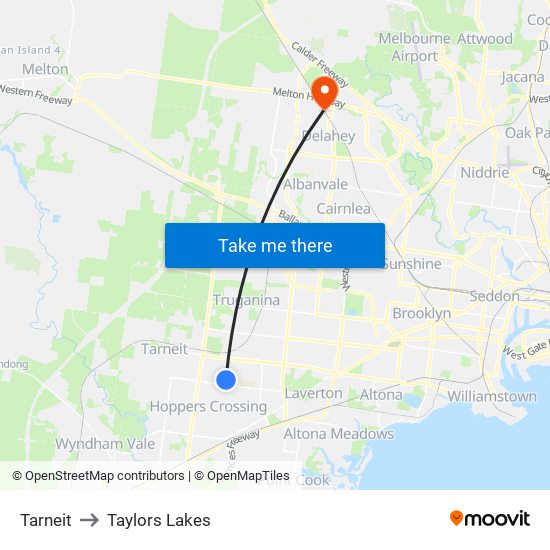 Tarneit to Taylors Lakes map