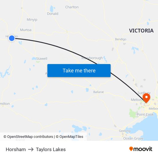 Horsham to Taylors Lakes map