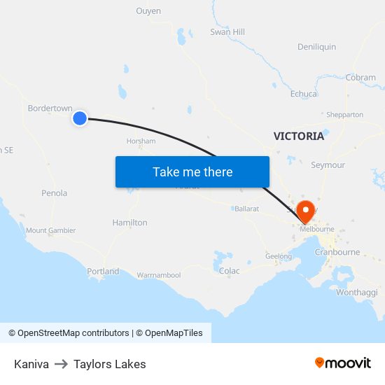 Kaniva to Taylors Lakes map