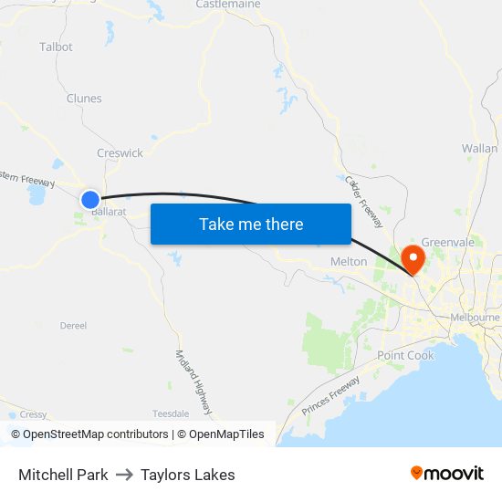 Mitchell Park to Taylors Lakes map