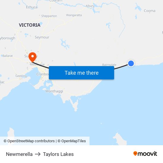 Newmerella to Taylors Lakes map