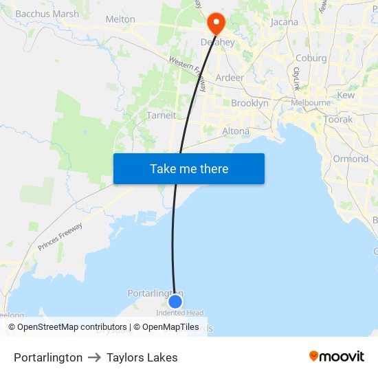 Portarlington to Taylors Lakes map