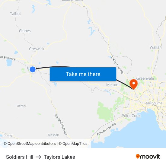 Soldiers Hill to Taylors Lakes map