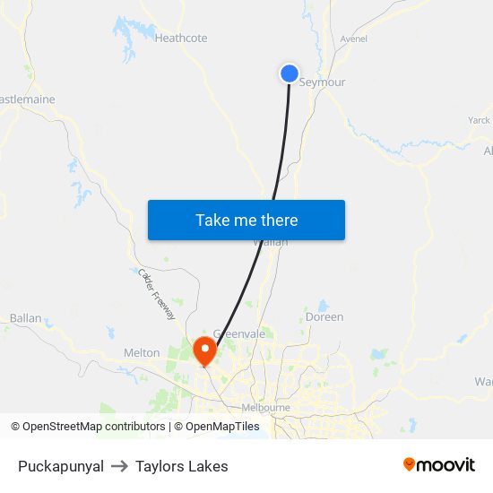 Puckapunyal to Taylors Lakes map