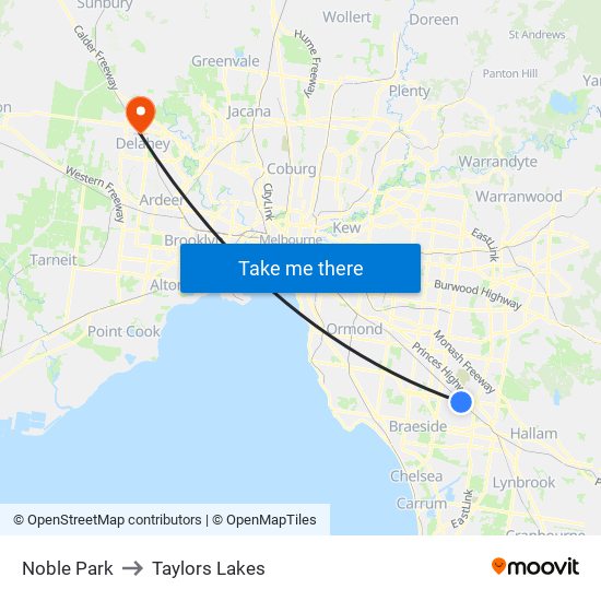 Noble Park to Taylors Lakes map