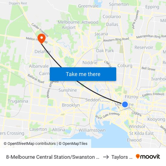 8-Melbourne Central Station/Swanston St (Melbourne City) to Taylors Lakes map