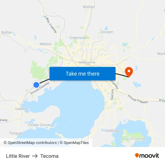 Little River to Tecoma map