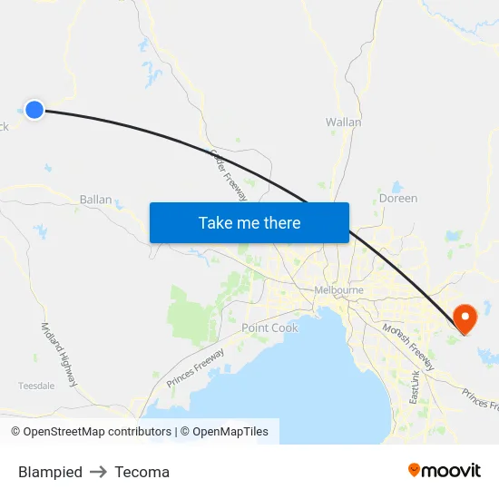 Blampied to Tecoma map