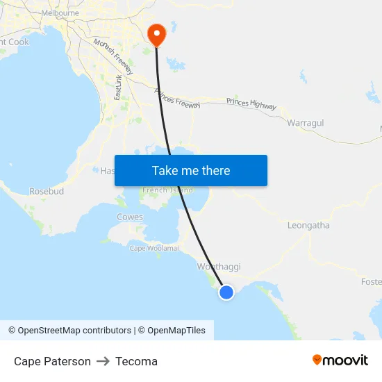 Cape Paterson to Tecoma map