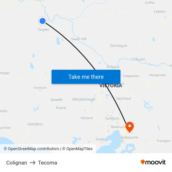 Colignan to Tecoma map
