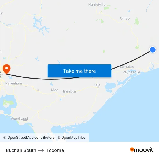 Buchan South to Tecoma map