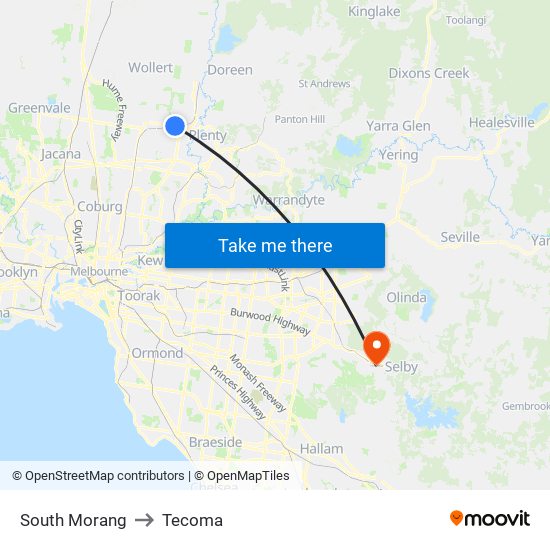 South Morang to Tecoma map