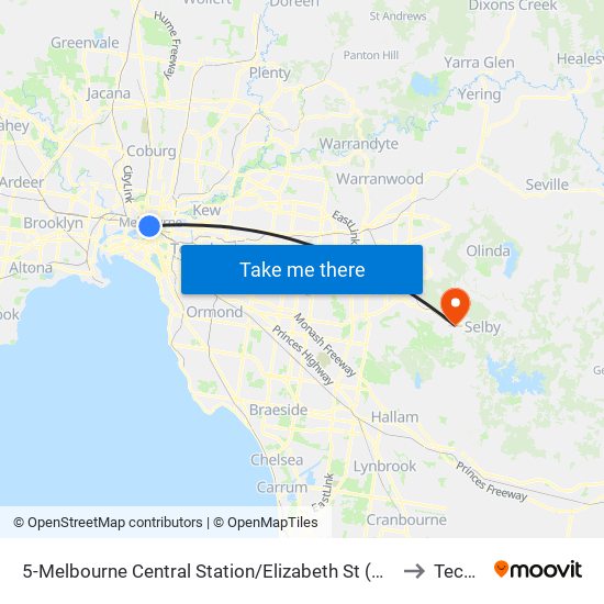 5-Melbourne Central Station/Elizabeth St (Melbourne City) to Tecoma map