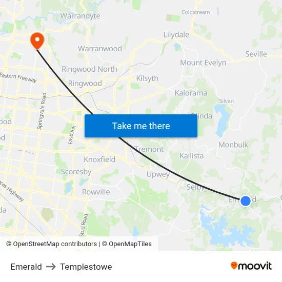 Emerald to Templestowe map