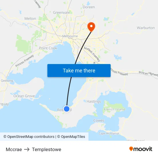 Mccrae to Templestowe map