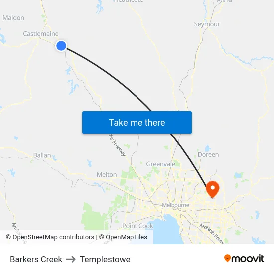 Barkers Creek to Templestowe map