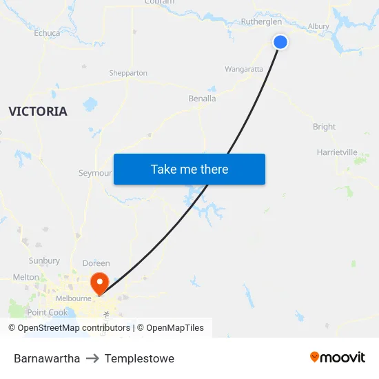 Barnawartha to Templestowe map