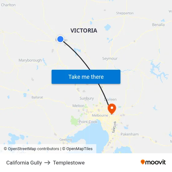 California Gully to Templestowe map