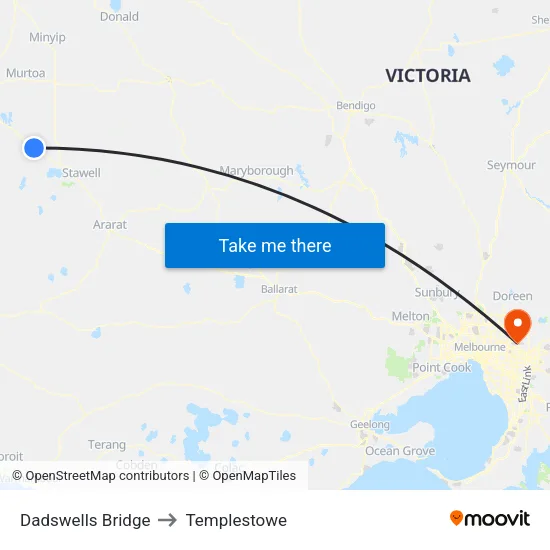 Dadswells Bridge to Templestowe map