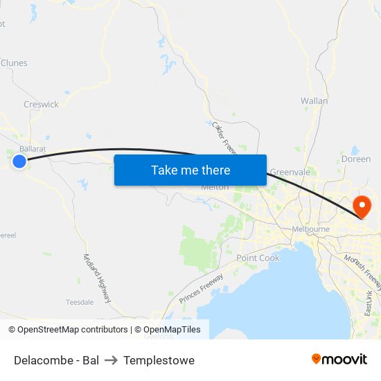 Delacombe - Bal to Templestowe map