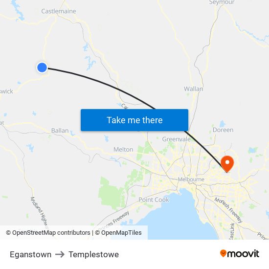 Eganstown to Templestowe map