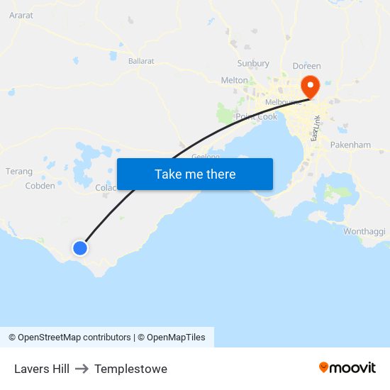 Lavers Hill to Templestowe map