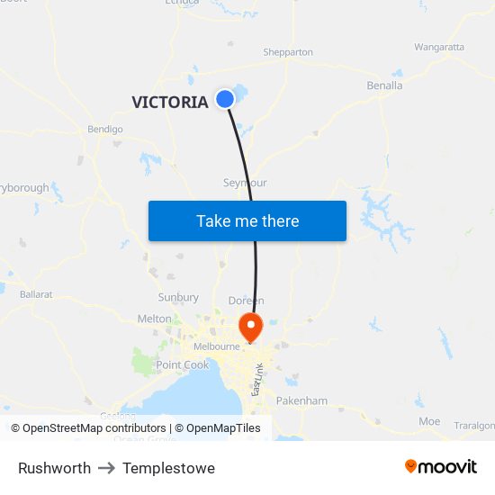 Rushworth to Templestowe map