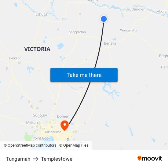 Tungamah to Templestowe map