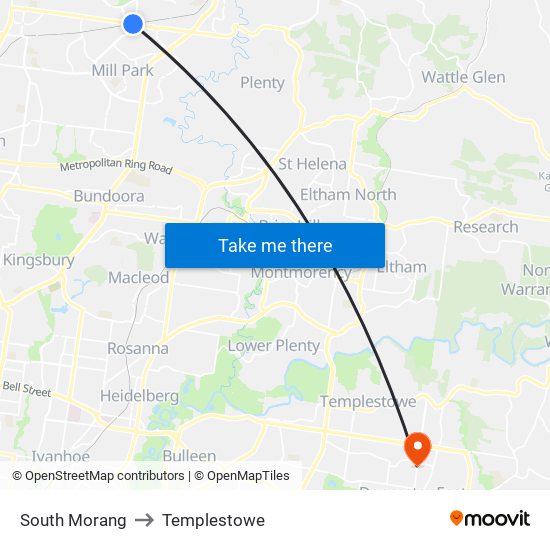 South Morang to Templestowe map