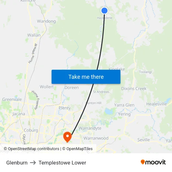 Glenburn to Templestowe Lower map