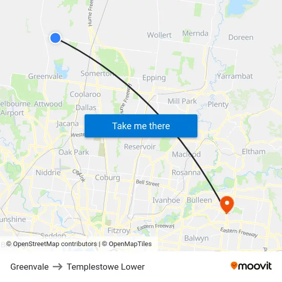 Greenvale to Templestowe Lower map