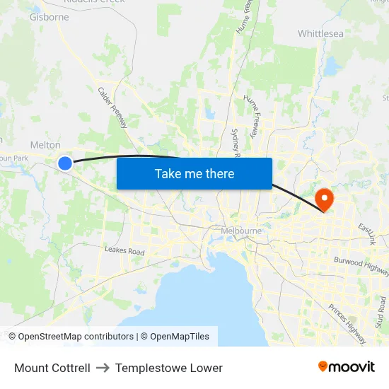 Mount Cottrell to Templestowe Lower map