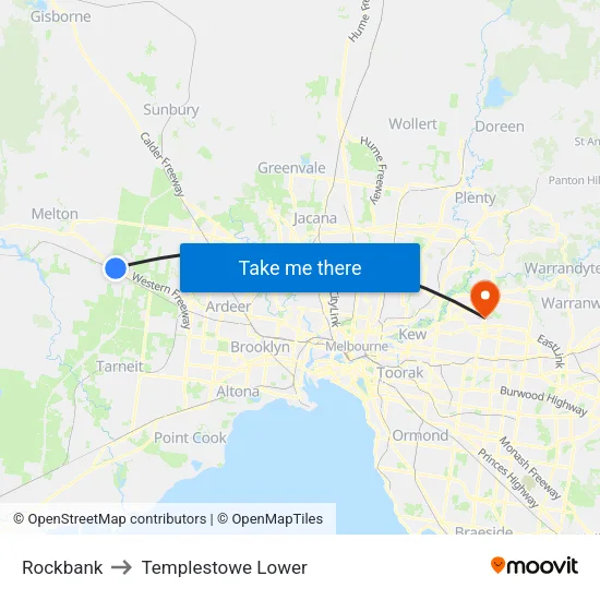 Rockbank to Templestowe Lower map