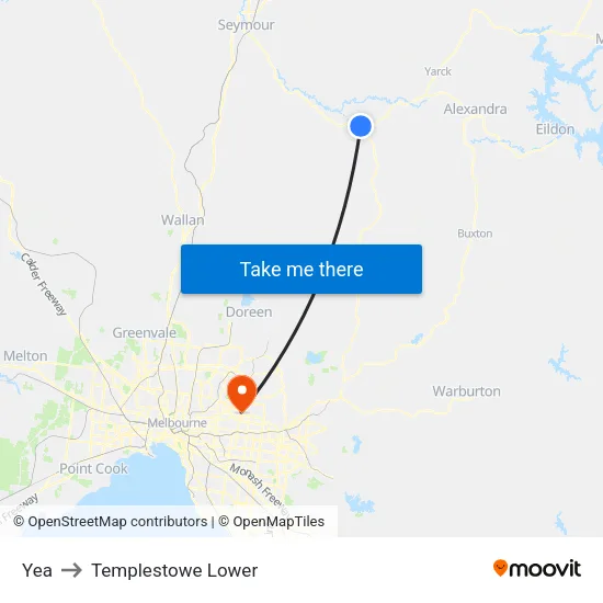 Yea to Templestowe Lower map
