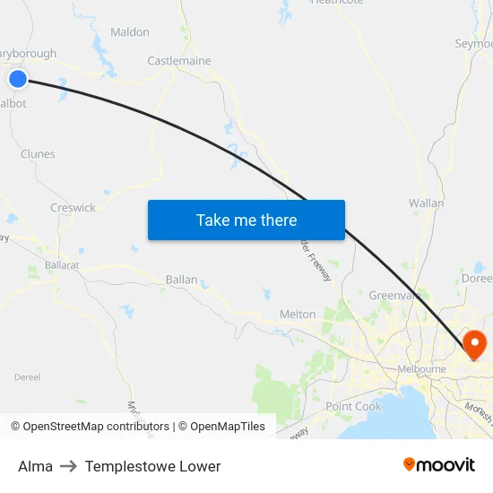 Alma to Templestowe Lower map