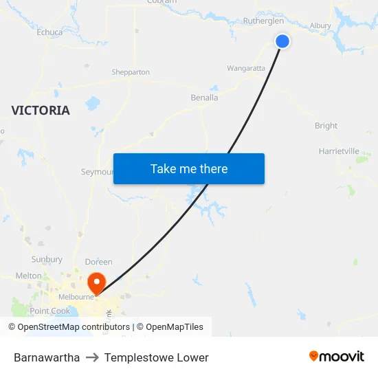 Barnawartha to Templestowe Lower map
