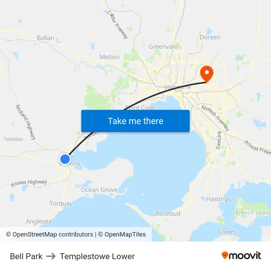 Bell Park to Templestowe Lower map