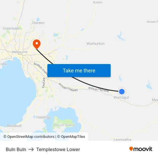 Buln Buln to Templestowe Lower map