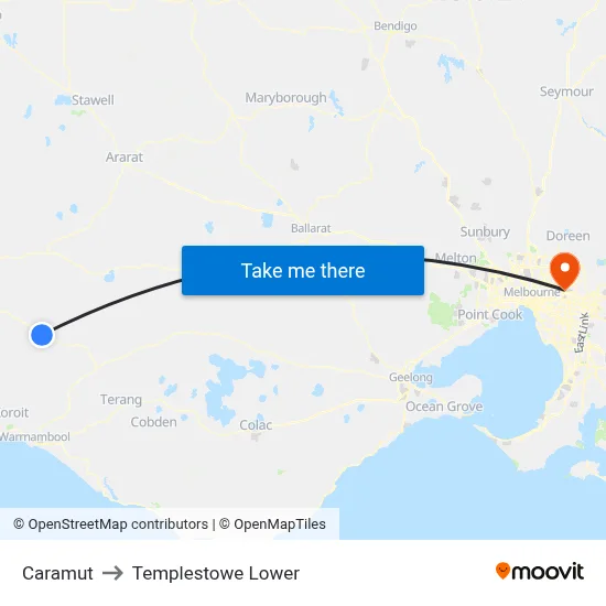 Caramut to Templestowe Lower map