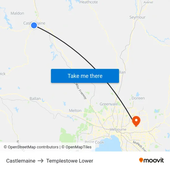 Castlemaine to Templestowe Lower map
