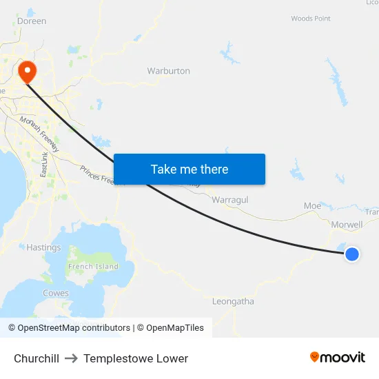 Churchill to Templestowe Lower map