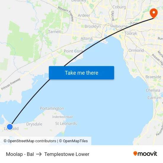 Moolap - Bal to Templestowe Lower map