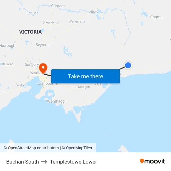 Buchan South to Templestowe Lower map