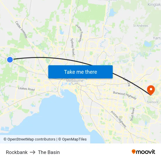Rockbank to The Basin map